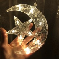 Гірлянда новорічна, штора місяць, зіркаболка маленька, жовте світло 4.0*0.8 метра